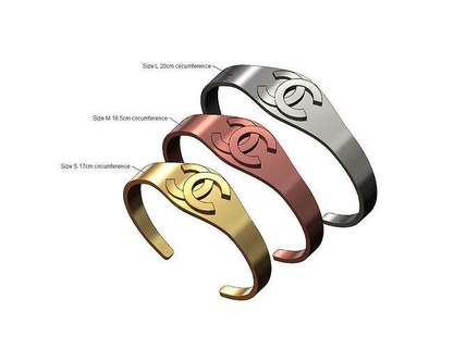 chanel logo cuff bracelet gucci gg gold printable jewelry jewellery fashion silver luxury sterling cuffbracelet louis vuitton louisvuitton accessories symbol bracelets 3d print model - Mito3D