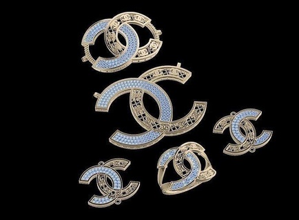 Chanel logo Collier boucles d'oreilles bague bracelet bijoux noirceur or 21k 22k canal colliers 3d print model - Mito3D