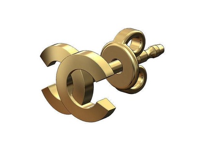 chanel logotipo viga brinco luxo joalheria imprimível bling ouro moda prata esterlina jóias 3d modelo brincos 3d print model - Mito3D