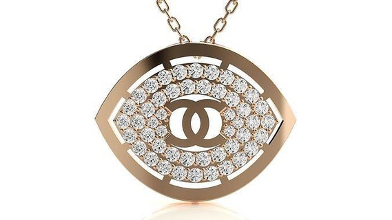 Chanel pendentif 3dm stl rendre détails bijoux imprimable diamant or argent mariage sterling logo marque luxe blanc brillant platine précieux Collier pendentifs 3d print model - Mito3D
