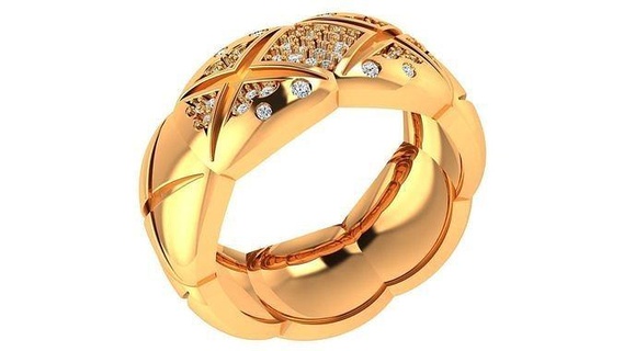 Chanel yüzük altın takı gümüş yazdırılabilir sterlin platin parlak mücevher elmas moda güzellik yüzükler 3d print model - Mito3D