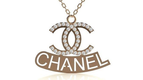 Chanel KADIN kolye 3dm stl vermek detaylar mücevher yazdırılabilir elmas gümüş düğün sterlin logo marka lüks beyaz parlak platin değerli takı 3d print model - Mito3D