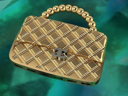 Kanal Tasche Anhänger Mode Diamant Schmuck Gold Juwel Chanel Design Verschmelzung Sack Bijou pendentif Hochzeit Silber Luxus 3d print model - Mito3D