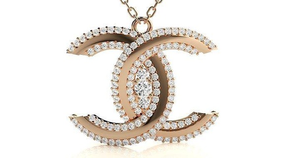canal logo pendentif 3dm stl rendre détails bijoux imprimable diamant or argent mariage bijou marque luxe blanc brillant platine précieux Collier pendentifs 3d print model - Mito3D