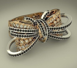 channel ring 1932 gold platinum silver diamond black shine light gem jewelry fashion unique spacial printable rings 3d print model - Mito3D