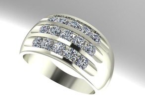 channel set band jewelry wedding printable diamond ring rings 3d print model - Mito3D