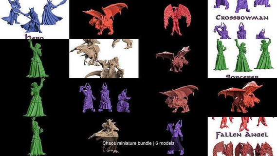 chaos miniature bundle games toys dungeon warhammer crosslances dragons boardgame rpg tabletop 3d print model - Mito3D