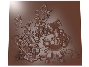 personaggi cartone animato cosacchi bas sollievo guerriero kozak maglione sciabola pistola fucile si scultura cnc intaglio muffa 3d stampa alto poli obj stl immagine arte sculture 3d print model - Mito3D