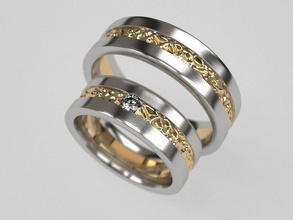 carisma anillos de boda la joyería forja forjado banda anillo el simple llanura los pepita oro clavado bicolor 3d print model - Mito3D