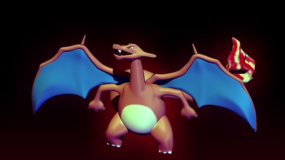 charizard pokemon volador in aire nintendo 3d impresión modelo miniatura juego mesa cartas juguete juegos juguetes tablero 3D print model - Mito3D