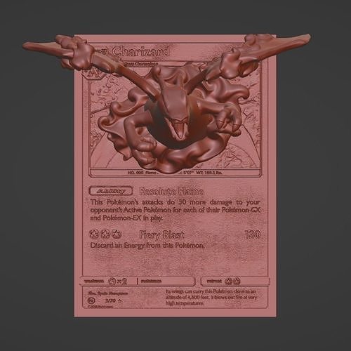 charizard 4d carte ventilateur douane 3d impression fichier pokémon charmeleon jouet stl art wartortle blastoise ivysaur florizarre jeux jouets 3D print model - Mito3D