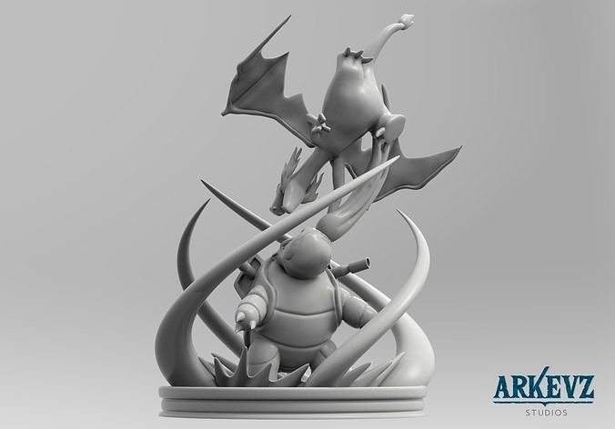 charizard vs blastoise pokemon origini giochi giocattoli 3D print model - Mito3D