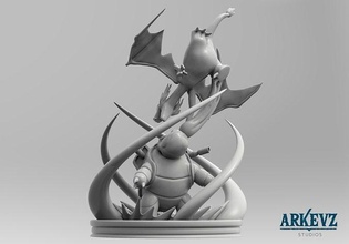 charizard vs blastoise - pokemon origins games toys 3d print model - Mito3D