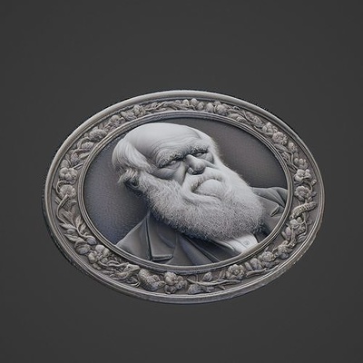 charles darwin médaillon collier pendentif médaille historique scientifique science philosophe einstein voltaire newton bijoux broches 3d print model - Mito3D