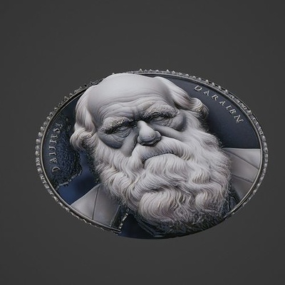 charles darwin medaglione collana pendente medaglia storico scienziato scienza filosofo einstein voltaire newton gioielleria spille 3d print model - Mito3D