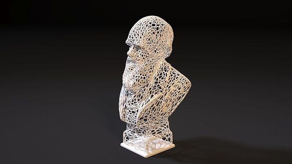 charles Darwin Charles evolução biologia biólogo cientista arte esculturas fracasso figura estátua cabeça wireframe Voronoi decoração luminária fio 3d print model - Mito3D
