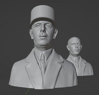 Charles gaulle dégaulle Gaulle français France guerre mondiale Mussolini François Franco franco chef Roosevelt Hitler art sculptures 3d print model - Mito3D