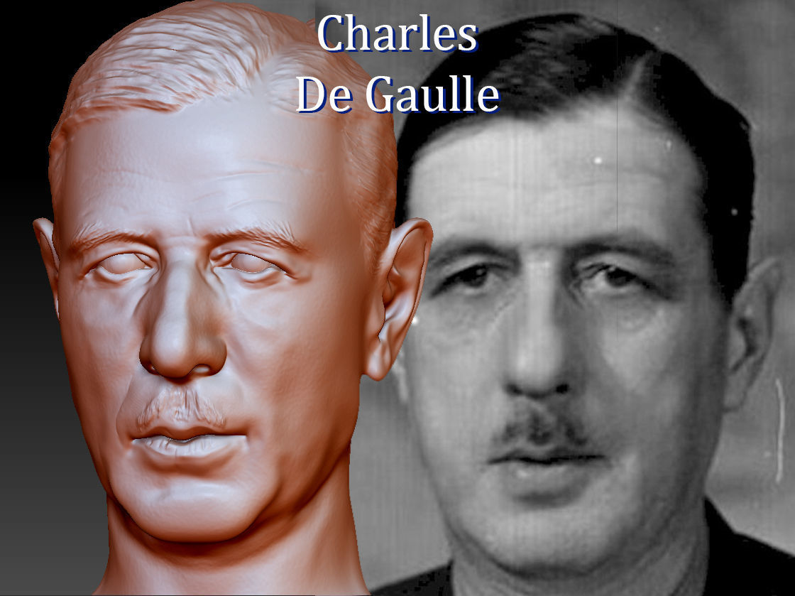 charles gaulle a arte degaulle frança de modo geral humanos homem cabeça do busto política guerra francês europa pessoas o personagem presidente história estátua retrato esculturas 3D print model - Mito3D