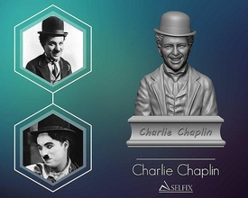 charlie chaplin portrait sculpture art statue man sculptures english actor comic 3d print model - Mito3D