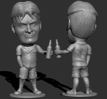 Charlie parlaklık mini 3d baskı aktör star erkekler Sanat heykeller 3d print model - Mito3D