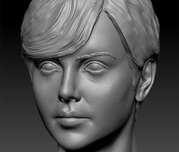 charlize theron art head female woman actress bust sculptures portrait celebrity character human sculpteo shapeways 3d print model - Mito3D