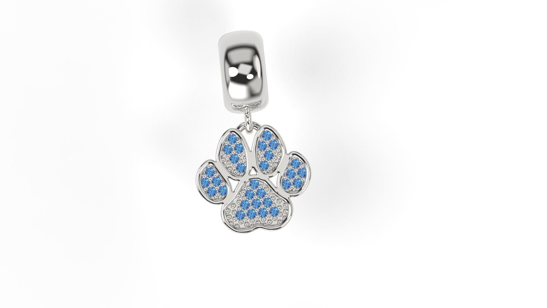 charm dog paw gems pandora bracelets pandoracharm jewel jewellery 3dprint silver gold fashion pendant diamond gem jewelry luxury braceletcharm pendants 3D print model - Mito3D