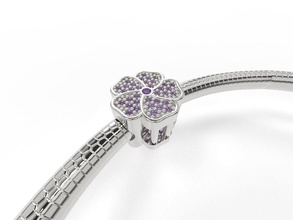 fascino fiore gemme pandora braccialetti pandoracharm gioiello gioielleria 3dprint argento moda pendente diamante gemma lusso braccialetto stampabile ciondoli oro 3d print model - Mito3D