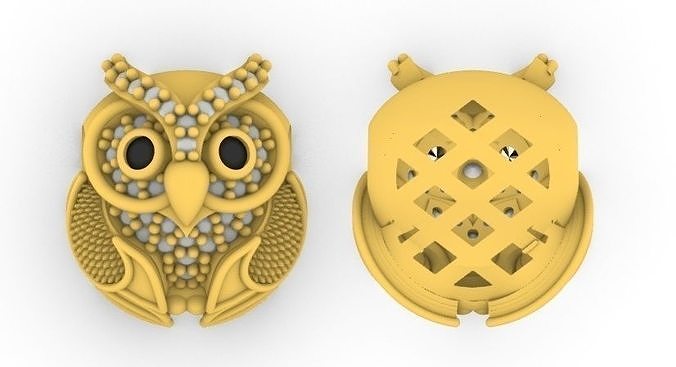 charm pasante buho owl gold design jewelry art silver diamond lujo imprimible 3d 3D print model - Mito3D