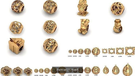 charm set gold jewelry golddesign silver bracelet ring pandora bracelets 3d print model - Mito3D