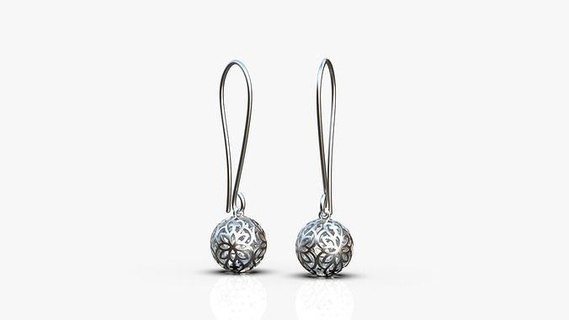 charm spherical earrings gold jewelry jewellery print printing cast earring lux pendant silver fashion modern stud art style luxury 3d print model - Mito3D