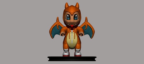 charmander grenouillère costume pokémon cendre anime nintendo go vidéo jeu charizard pikachu mignonne jeux jouets 3d print model - Mito3D