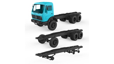 chassis mercedes benz ng chasis chevy k30 vehicle gmc car automobile base rc truck tamya parts printable axle body heavy large hobby diy automotive 3d print model - Mito3D