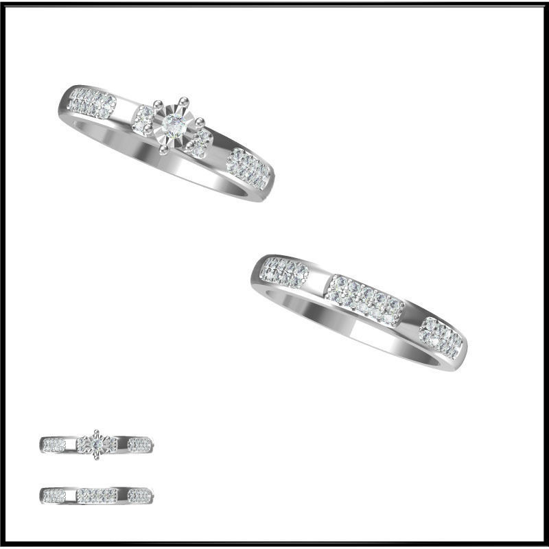 pas cher de mariée set d'anneaux cao conception bague anneau d'or massif art déco l'anneau minimaliste vintage élégante nuptiale meilleur jeu la coutume ensemble abordable bijoux les anneaux 3D print model - Mito3D