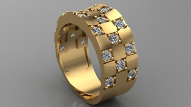 kariert Ring Gold Silber luxtury Mode druckbar Schmuck Platin brillant Juwel Diamant Schönheit 3d Sterling Zee Nashorn Männer Ringe 3d print model - Mito3D