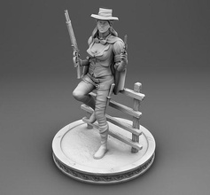 sfacciato cowgirl carattere selvaggio ovest west vecchio rovinare villaggio 3dprinting 3d 3dmodels stampa 3dmodelsfor3dprinting giochi giocattoli scappa pericolo pistola 3d print model - Mito3D