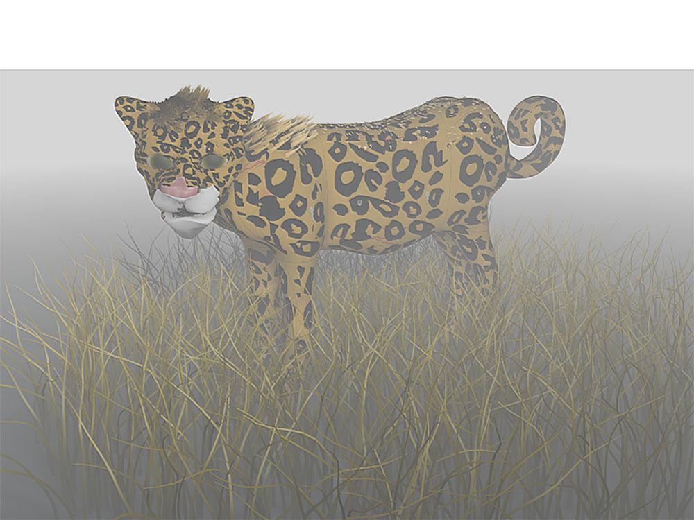 guepardo jaguar in relva chimpanzé puma leona bengala garra pele arte 3D print model - Mito3D
