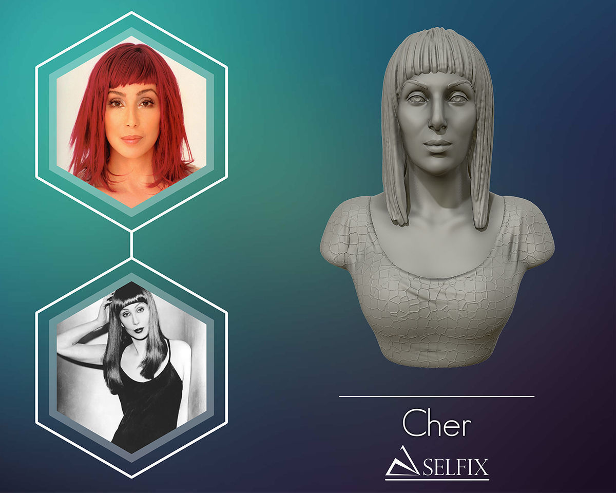 cher ritratto scultura pronto to 3d stampa donna statua arte sculture 3D print model - Mito3D