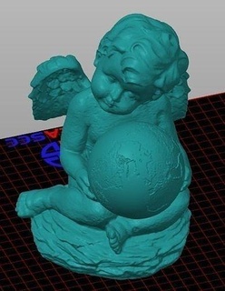 chérubin portant cœur Terre statue ailes maison décor 3d print model - Mito3D