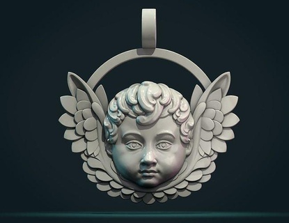 cherub relief wings angel church art sculpture halo saint jewelry pendants 3d print model - Mito3D