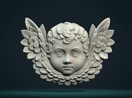 cherub relief wings angel church art sculpture halo saint jewelry pendants 3d print model - Mito3D