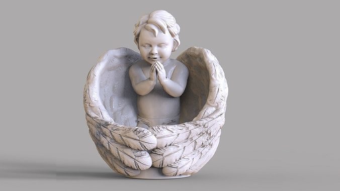 querubín escultura ángel estatua Cupido querubines flecha mitológico criatura enamorado bebé niño alas lindo Arte esculturas 3D print model - Mito3D