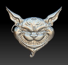 cheshire cat - relief 2020 art fantasy mask medalion alice monster carroll phone case zippo gold bages decoration sculptures 3d print model - Mito3D