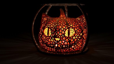el gato de cheshire halloween la lámpara art cat 3d impresión calabaza spooky miedo decoración noche luz otros 3d print model - Mito3D