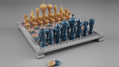 chess double set checkers dame bishop pawn tournament king play knight board championship fun game adult hobbies sla dlp games toys 3d print model - Mito3D