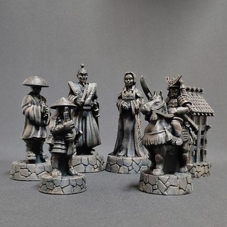 xadrez impérios Japão exército jogos cavaleiro rainha rei borda tampo mesa estátua esculpir samurai brinquedos personagem bispo torre penhor peças 3d print model - Mito3D