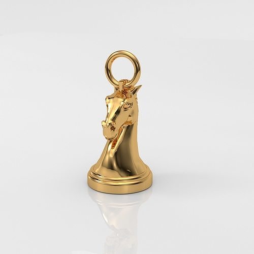 échecs cheval pendentif art sculpture conception or décoration bijoux argent imprimable pendentifs 3D print model - Mito3D