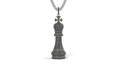 ajedrez trozo rey oro imprimible plata joyería joya colgantes regalo contento moda belleza hielo arte collares 3d print model - Mito3D