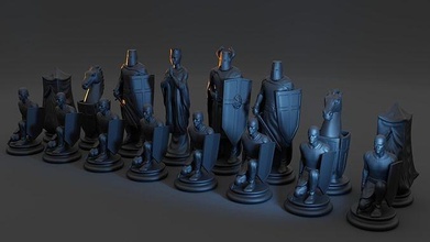 chess pieces of livonian order chessmen knights king queen bishop castle knight pawn games toys board 3d print model - Mito3D