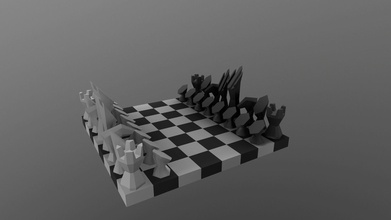 schach poly minimalismus 3d drucken lowpoly 3dprint modern kunst spiel innere spiele spielzeuge 3d print model - Mito3D