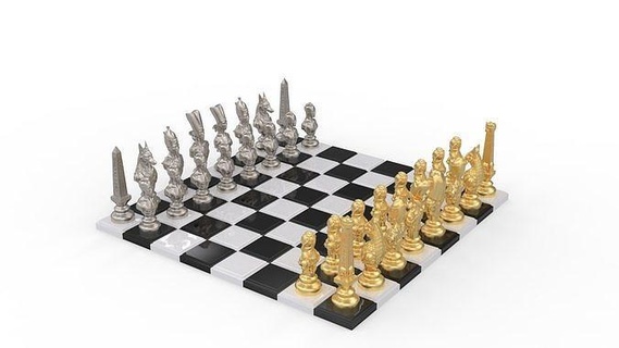 chess set 03 knight queen king medieval weapon fantasy pawns knights bishops rooks eagypt board character games toys 3d print model - Mito3D